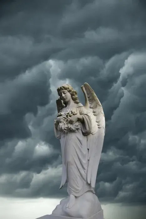 Framed Print : Artistic creation of angel and dark clouds Framed Print : Artistic creation of angel and dark clouds