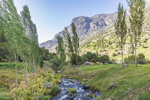 Artuch, Sughd Province, Tajikistan. A small creek in the mountains of Tajikistan