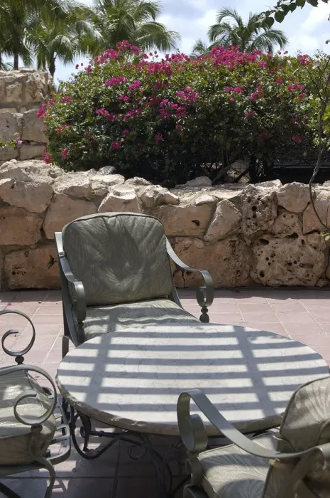 Framed Print : 01. Aruba, Palm Beach, patio at Radisson Resort