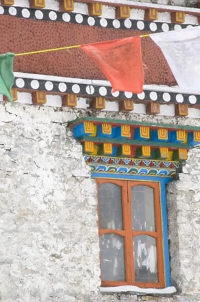 Arunachal Pradesh, northeast India, decorative window in Bangajung Gonpa Buddhist