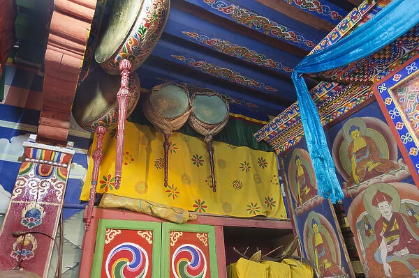 Asia, Bhutan, Haa Dzong, Details of drums inside the Haa Dzong