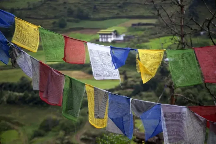 Framed Print : Asia, Bhutan, Trongsa. Landscape and prayer flags scene of Bhutan Framed Print : Asia, Bhutan, Trongsa. Landscape and prayer flags scene of Bhutan