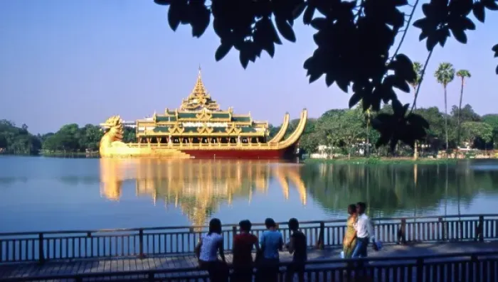 Framed Print : Asia, Burma (Myanmar) The Karaweik is a replica of a traditional Burmese royal boat
