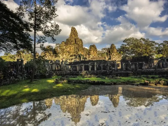 Framed Print : Asia; Cambodia; Angkor Watt; Siem Reap; Sunrise reflections at Angkor Wat