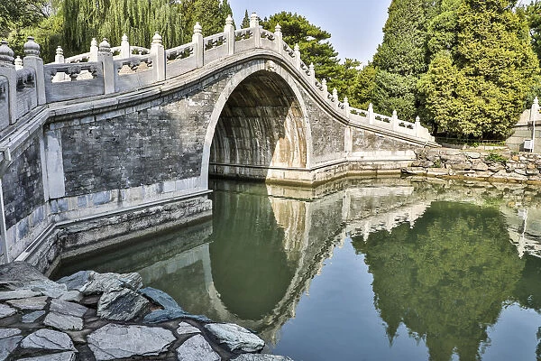 Asia, China, Beijing, Bridge at the Summer Palace of Empress Cixi