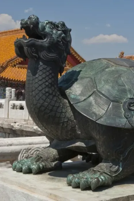 Framed Print : Asia, China, Beijing. Bronze sculpture of dragon turtle at Forbidden City