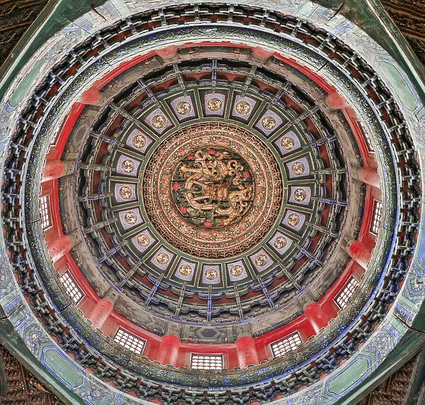 Asia, China, Beijing, Ceiling Detail of the Forbidden City