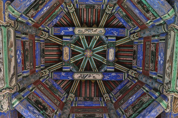 Asia, China, Beijing, Ceiling Detail at the Summer Palace of Empress Cixi