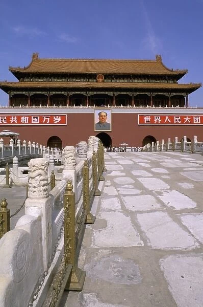 Asia, China, Beijing. Tiananmen Square, Heavenly Gate, Mao portrait