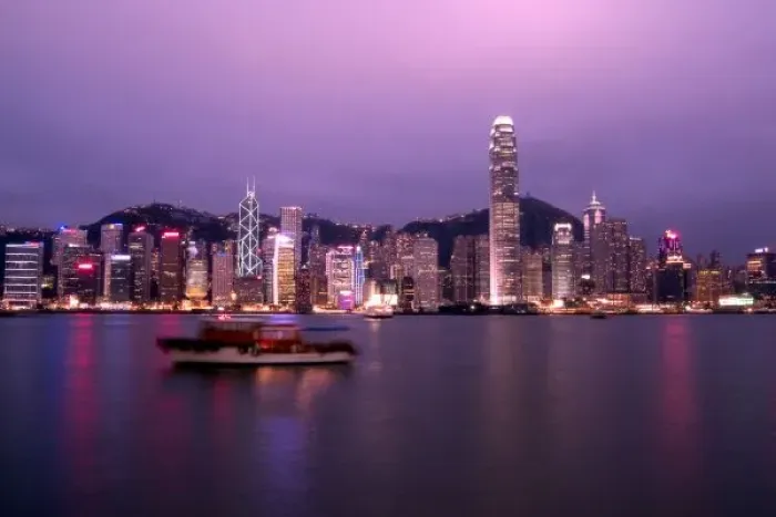 Framed Print : Asia, China, Hong Kong, city skyline and Victoria Harbor at night Framed Print : Asia, China, Hong Kong, city skyline and Victoria Harbor at night