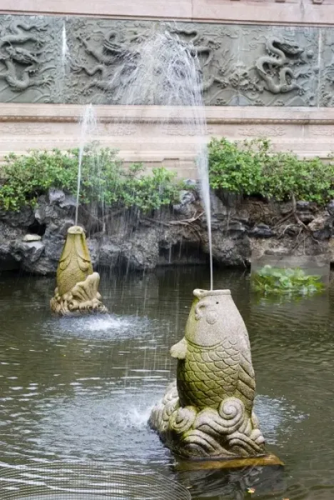 Framed Print : Asia, China, Hong Kong, Kowloon, Wong Tai Sin district. Stone carved carp fountains Framed Print : Asia, China, Hong Kong, Kowloon, Wong Tai Sin district. Stone carved carp fountains