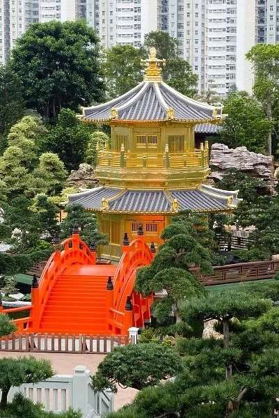 Asia, China, Hong Kong, Kowloon, Wong Tai Sin District. The gold Pavilion of Absolute