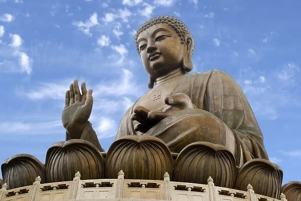 Asia, China, Hong Kong, Lantau Island, Ngong Ping. The giant bronze Tian Tan Buddha