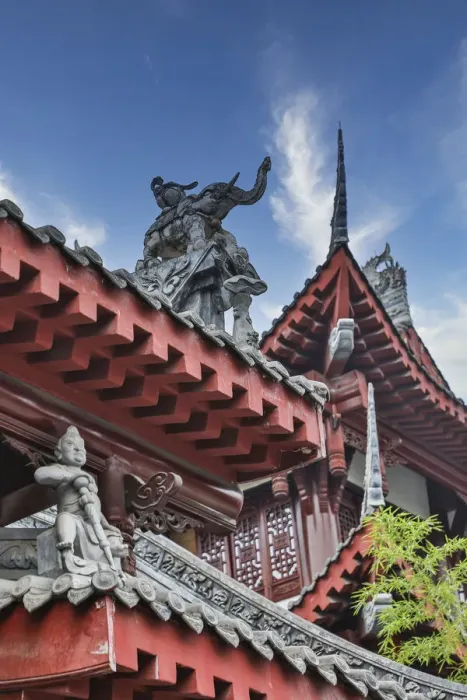 Framed Print : Asia, China, Sichuan Province, Cheng Du, Temple Rooftop Framed Print : Asia, China, Sichuan Province, Cheng Du, Temple Rooftop