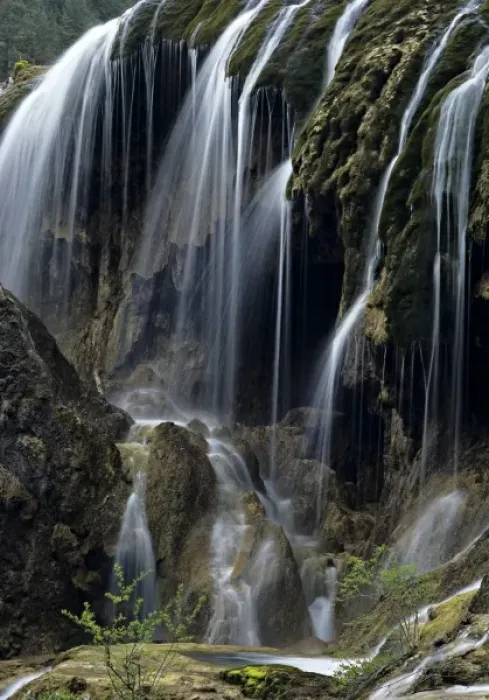 Framed Print : Asia, China, Sichuan Province, Jiuzhaigou National Scenic Area. Silky water of Nuorilang