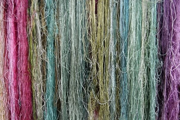 Asia, China, Suzhou. Colorful silk threads for embroidery
