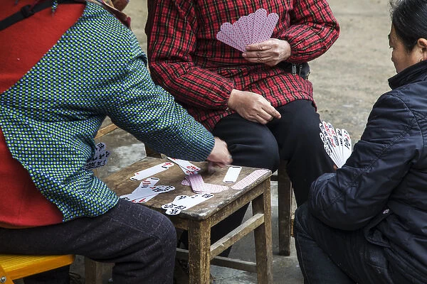 Asia; China; Xing Ping; Women Playing Chinese Card game