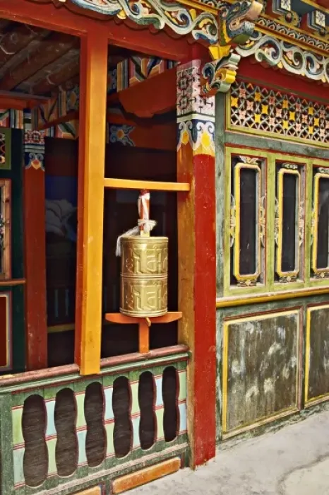 Framed Print : Asia, China, Yunnan, Deqin. Prayer wheel in Tibetan family house at Shangqiatou Village Framed Print : Asia, China, Yunnan, Deqin. Prayer wheel in Tibetan family house at Shangqiatou Village