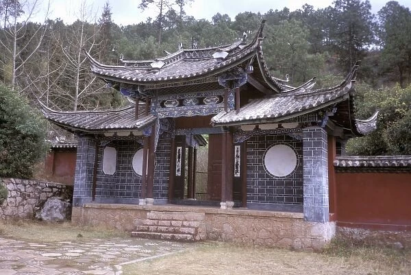 Asia, China, Yunnan Province, Lijiang. Black Dragon Pool Park, Ornate Ming style