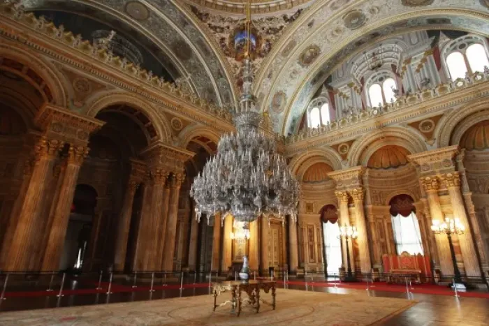 Framed Print : Asia, Europe, Turkey, Istanbul. The Ceremonial Hall in Dolmabahce Palace