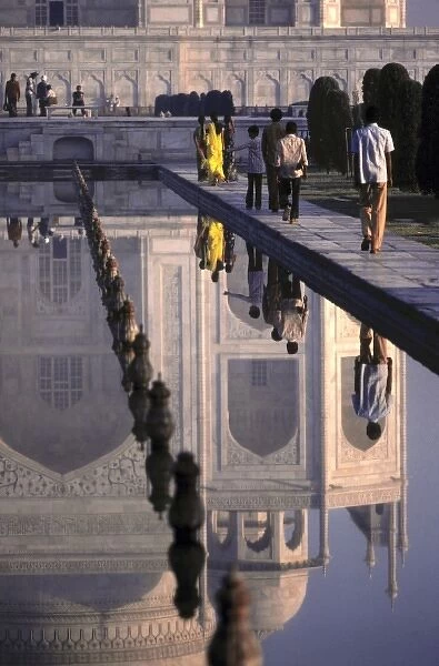 Asia, India, Agra. At dawn, the reflection pool at the Taj Mahal, a World Heritage Site