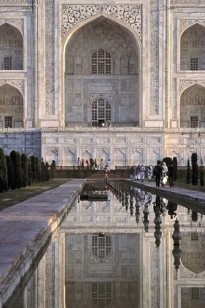 Asia, India, Agra. The still reflection pool does just that at the Taj Mahal, a World Heritage Site