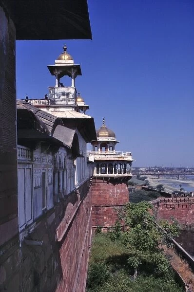 Asia, India, Agra. A striking view of the Red Fort, a World Heritage Site, Agra, India