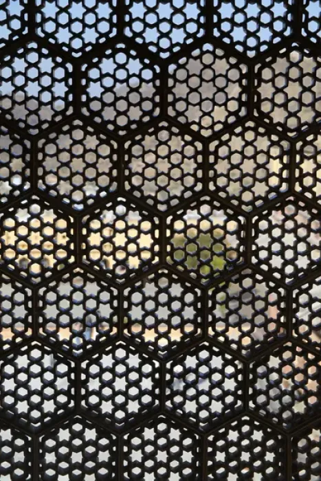 Framed Print : Asia, India, Amer. Lattice window screen at Amber Palace