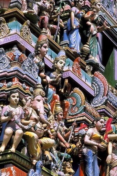 Asia, India, Bangalore. Hindu figurines on temple