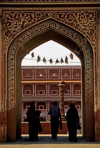 Asia, India, Jaipur. Arched gate to the pink city of Jaipur