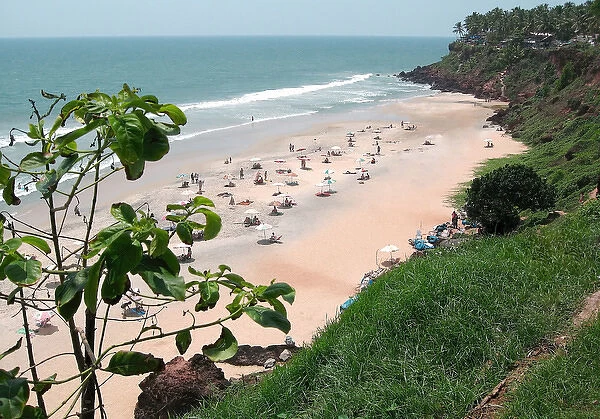 Asia, India, Kerala, Varkala. The cliffs at Varkala beach overlooking the Arabian Sea