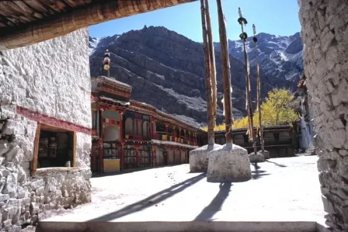 Framed Print : Asia, India, Ladakh, Hemis. Sunlight casts harsh shadows in the courtyard of Hemis Gompa monastery Framed Print : Asia, India, Ladakh, Hemis. Sunlight casts harsh shadows in the courtyard of Hemis Gompa monastery