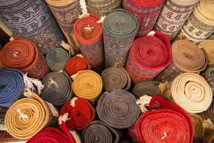 Framed Print : Asia, India, Rajasthan, Jaipur, the making of carpets. Rolled carpets for sale Framed Print : Asia, India, Rajasthan, Jaipur, the making of carpets. Rolled carpets for sale