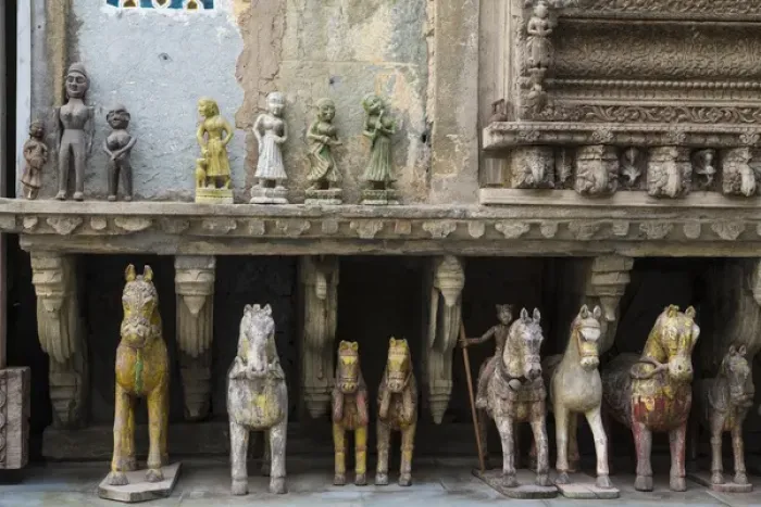 Framed Print : Asia, India, Rajasthan, Udaipur, terra cotta horses and figurines in city center market Framed Print : Asia, India, Rajasthan, Udaipur, terra cotta horses and figurines in city center market