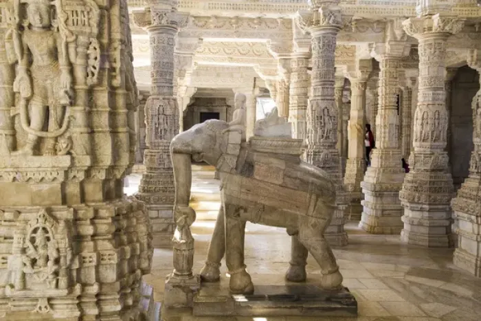 Framed Print : Asia, India, Rajasthan, Udaipur, Jagdish temple. Marble elephant
