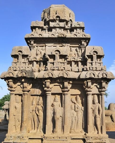Asia, India, Tamil Nadu, Mahabalipuram. A temple in the Mahabalipuram complex