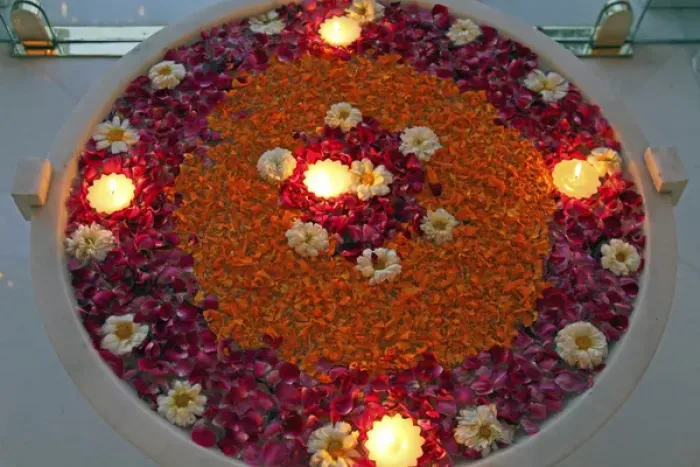 Framed Print : Asia, India, Udaipur. Attention to detail shows in the beautiful floating flower