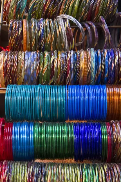 Framed Print : asia, India, Uttar Pradesh Agra, colorful bracelets for sale