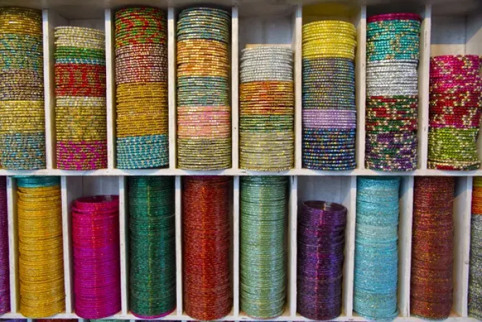 Framed Print : Asia, India, Uttar Pradesh Agra, colorful bracelets for sale
