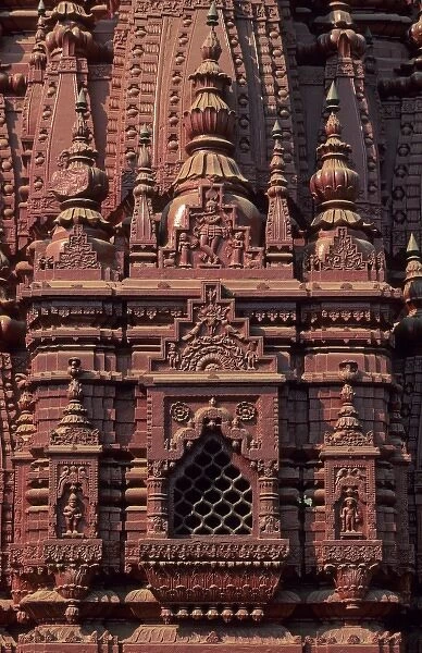 Asia, India, Varanasi. Detail of the Durga Temple