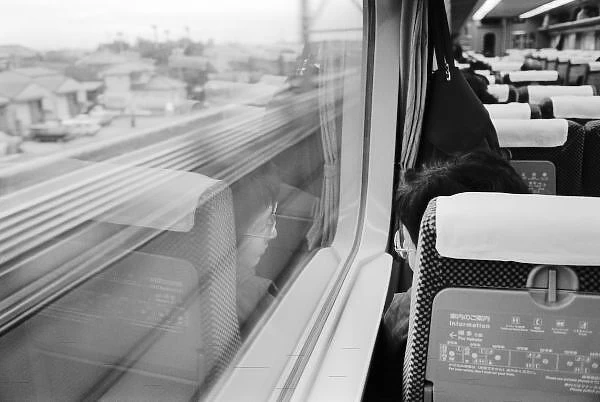 Asia, Japan. Aboard the Shinkansen Bullet Train
