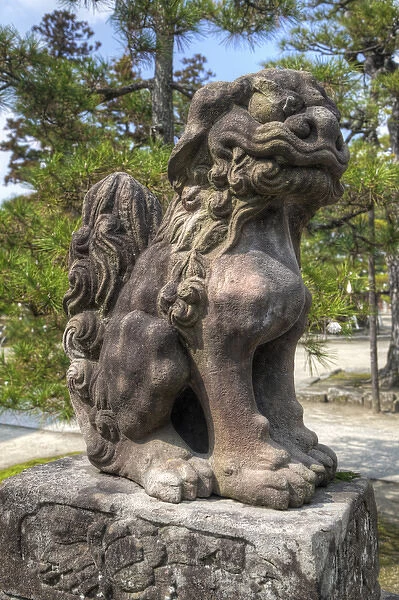 Asia, Japan, Amanohashidate. Lion  /  Dog idol at Chionji Temple