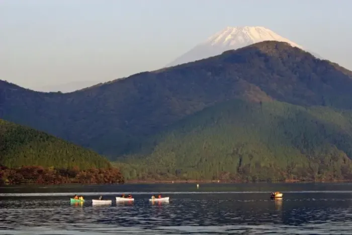 Framed Print : Asia, Japan, Hakone. Early morning views of Mt. Fuji from Lake Ashi in the Fuji-Hakone-Izu