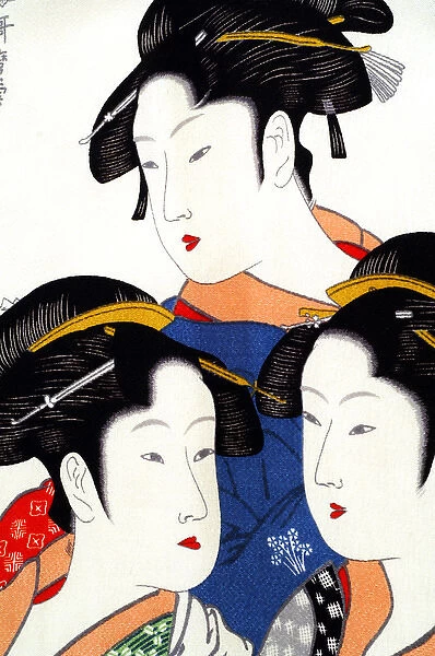 Asia, Japan. Japanese silk art. Female figures on silk. Property release