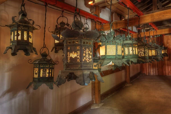Asia, Japan, Kyoto. Interior of Shinto shrine