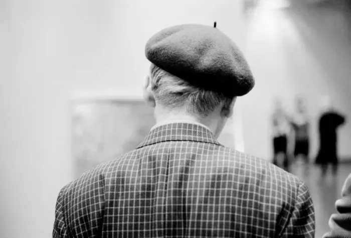 Framed Print : Asia, Japan, Tokyo. Man with Beret, Tokyo Metro Art Space