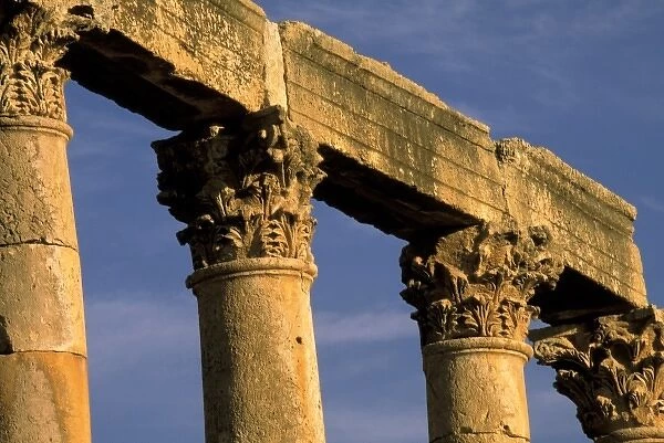 Asia, Jordan, Jerash. Column detail of Cardo Maximus