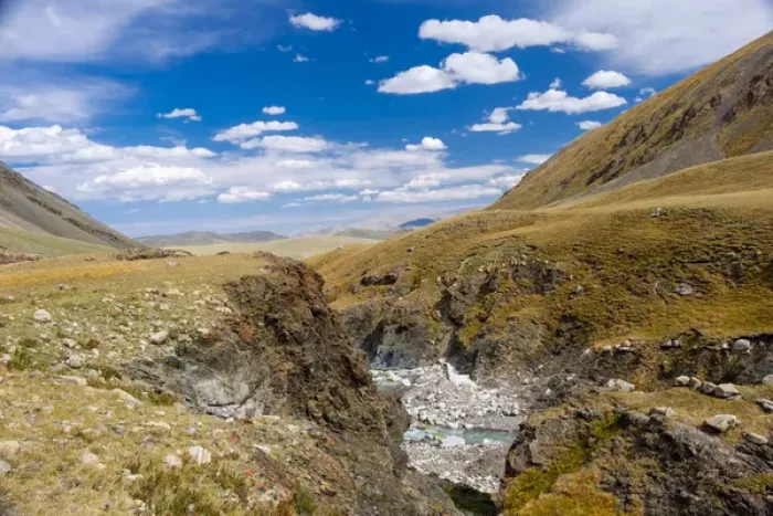 Framed Print : Asia, Mongolia, Western Mongolia, Bayan Olgii Province, Gashuun Suhayt. River valley