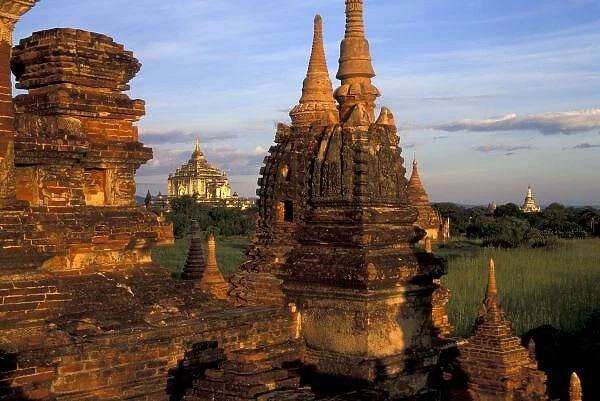 Asia, Myanmar, Bagan. Ancient temples and pagodas at sunrise (MR)