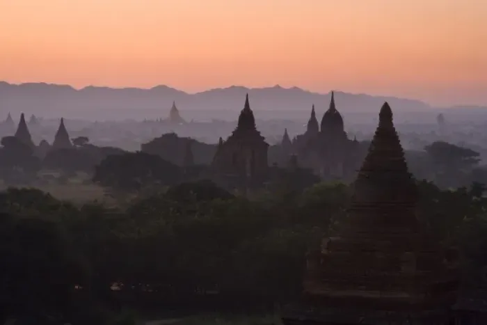 Framed Print : Asia, Myanmar, Bagan, Temples at Sunrise in Bagan area Framed Print : Asia, Myanmar, Bagan, Temples at Sunrise in Bagan area